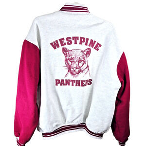 Vintage 90'S Letterman Jacket Varsity Maroon White Size X-Large Panthers